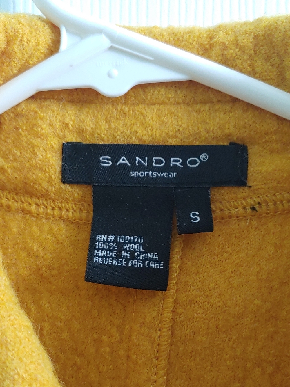 Vintage Sandro Wool Coat Military Women's Yellow Peacoat Size S - Picture 2 of 6
